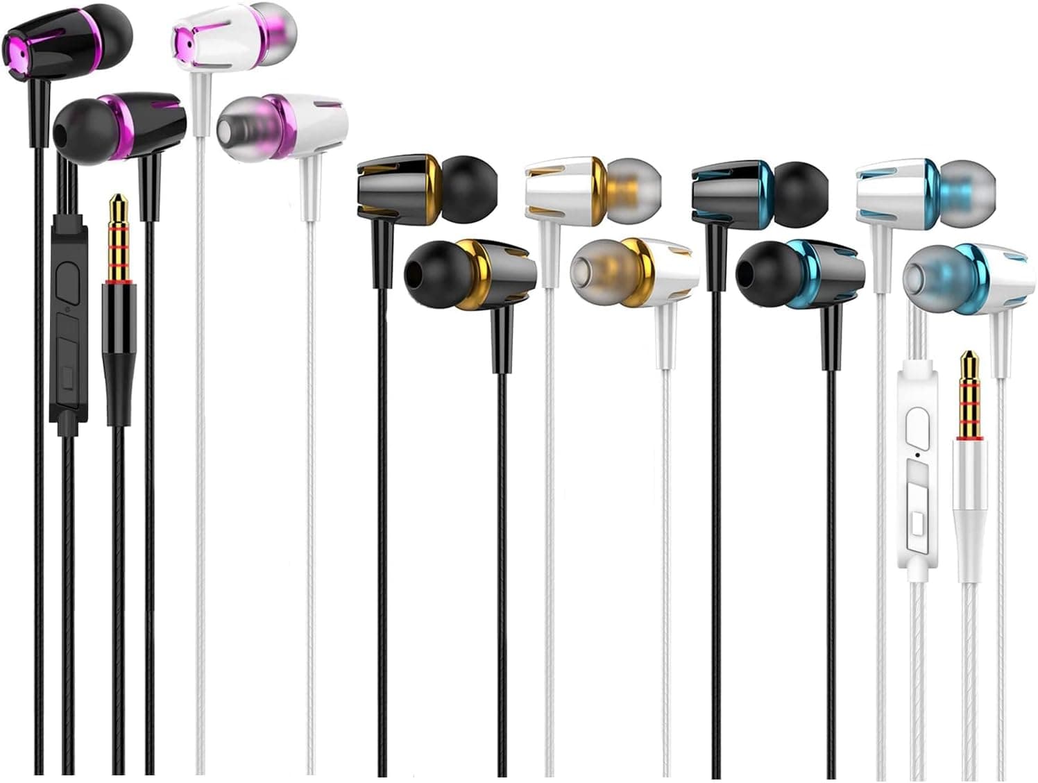 6 Pack Earbuds Headphone Wired with Microphone,Noise Isolating in-Ear Bass Earbuds 3.5mm Stereo Earphones Interface Compatible with iPhone/Android Phones/PC Computers/iPad/MP3 Players/Laptop