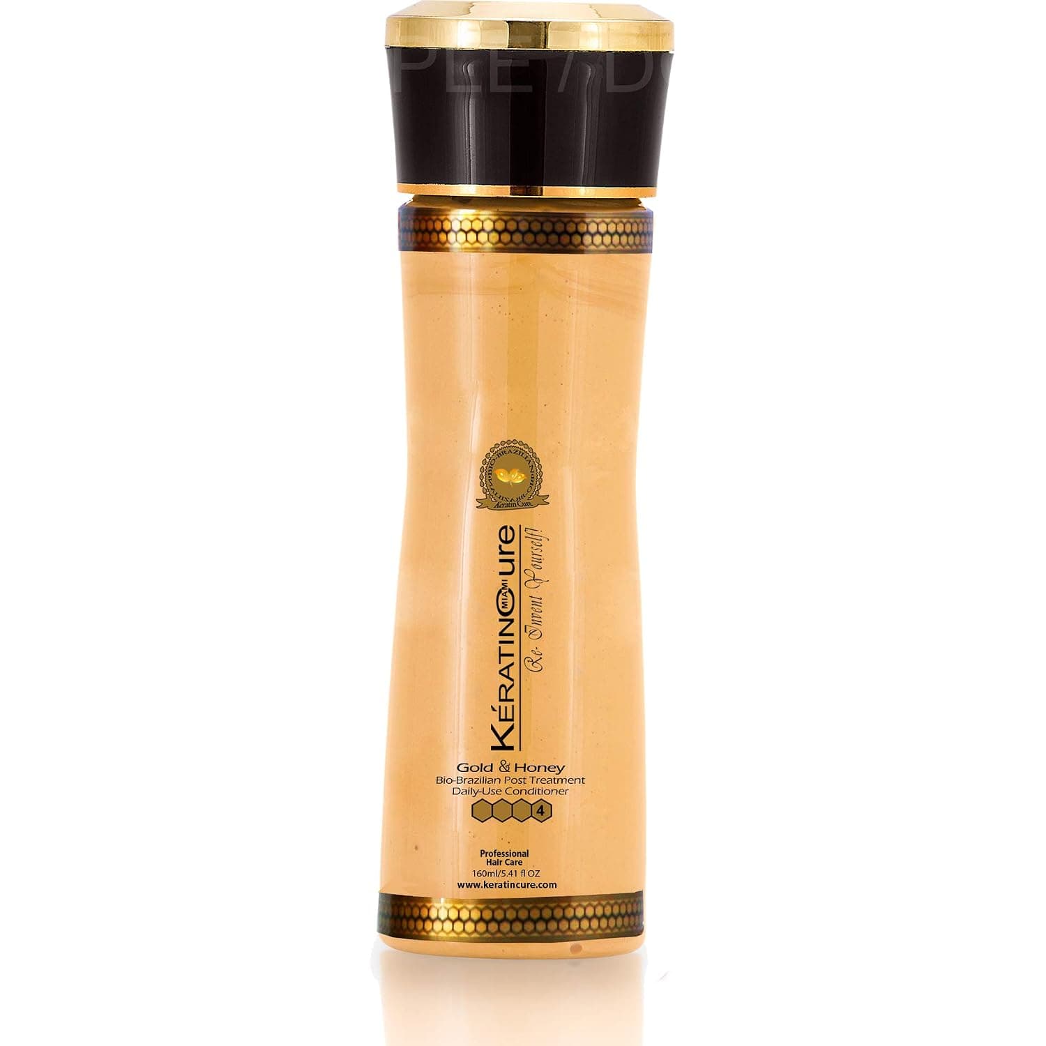 Keratin Cure Gold & Honey Hair Conditioner Argan Oil Sulfate Free Treatment Dry and Damaged Hair Silk Proteins Keratin All Hair Types Women & Men Beards Teens, Kids Safe Color Treated 5 oz