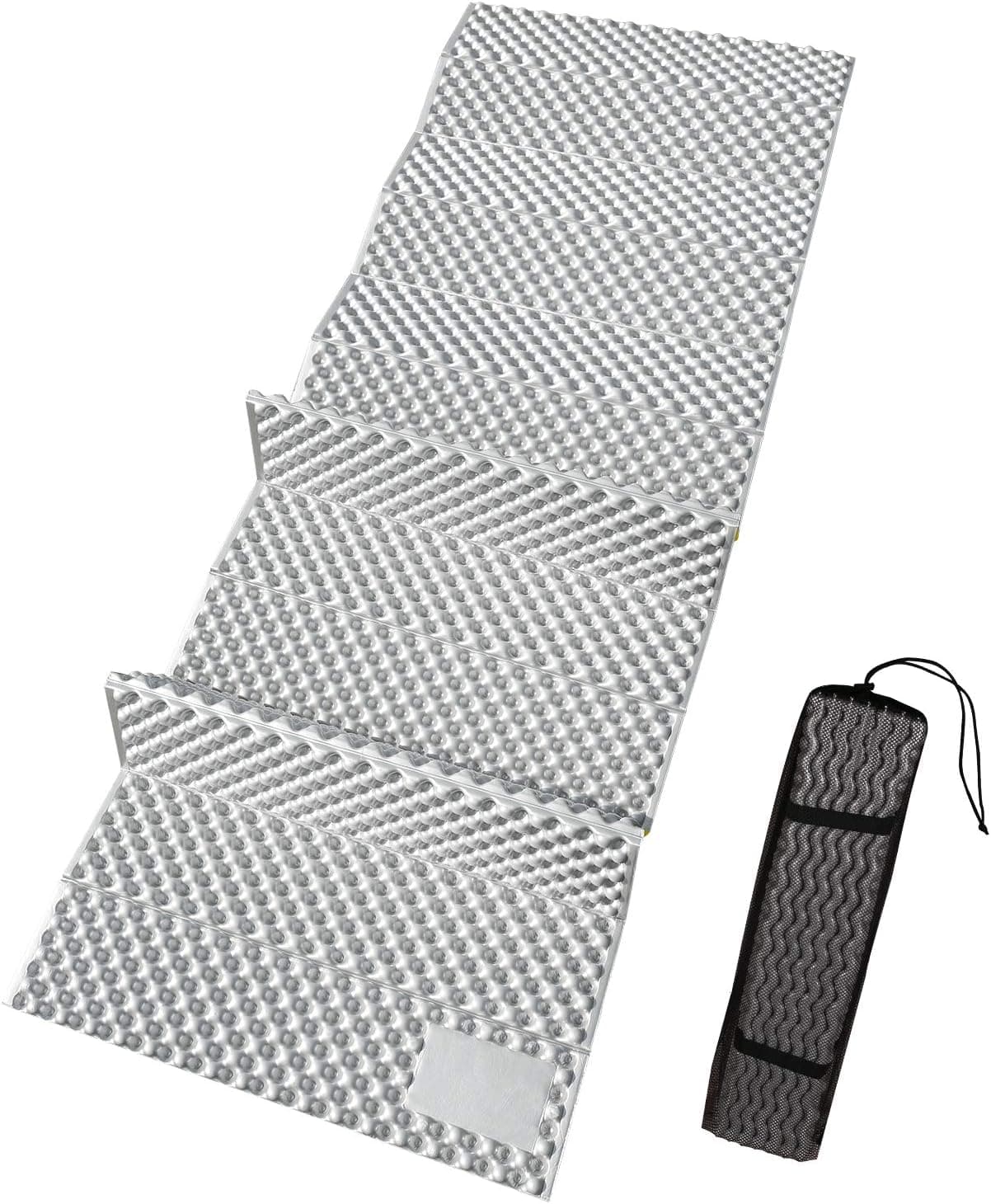 CAMPMOON Z Lite Foam Sleeping Pad for Camping Backpacking Hiking, Lightweight Folding Portable Egg Crate Sleeping Mat with Straps, 1/2 Pack, Gray