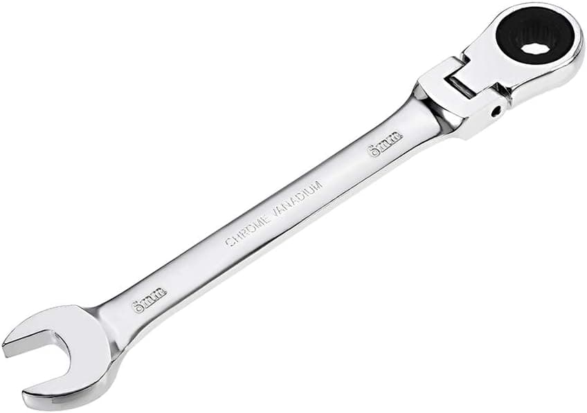uxcell 6mm Flex-Head Ratcheting Combination Wrench Metric 72 Teeth 12 Point Ratchet Box Ended Spanner Tools, Cr-V