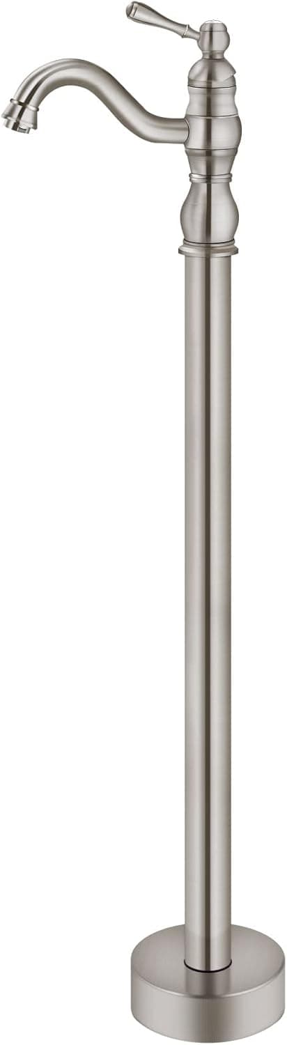 Aolemi Brushed Nickel Freestanding Bathtub Faucet Swivel Spout Vintage Single Handle Floor Mount Tub Filler Bathtub Mixer Tap Single Tub Spout Function Only Without Handheld Spray