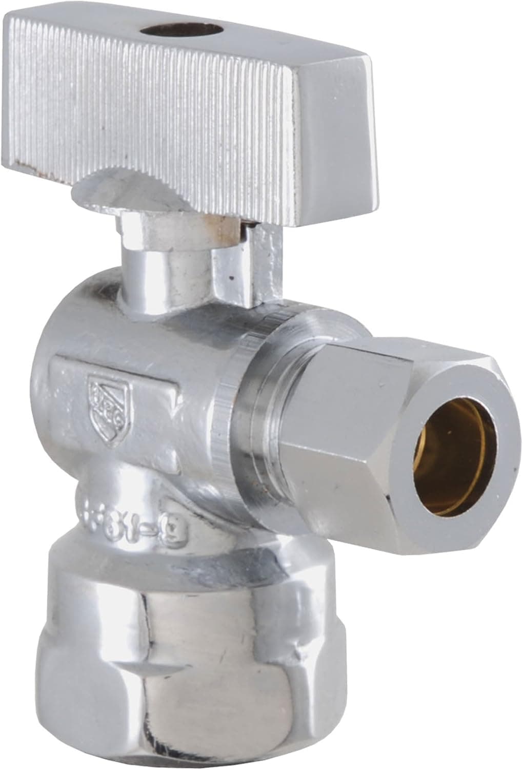 LDR 537 5101QT Low Lead Quarter Turn Shut Off Angle Valve 3/8-Inch Compression x 1/2-Inch FIP, Chrome