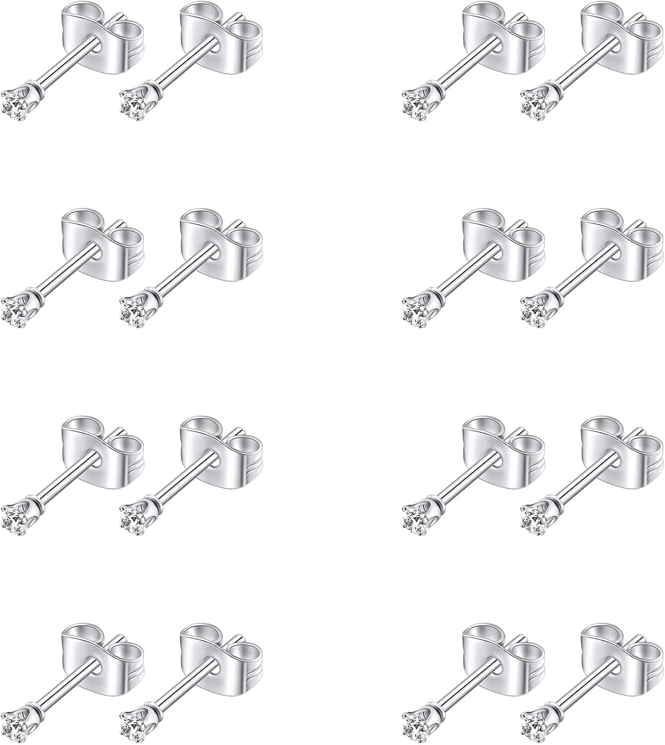 Stud Earrings for Women Stainless Steel Small Cubic Zirconia Stud Earrings Set for Women