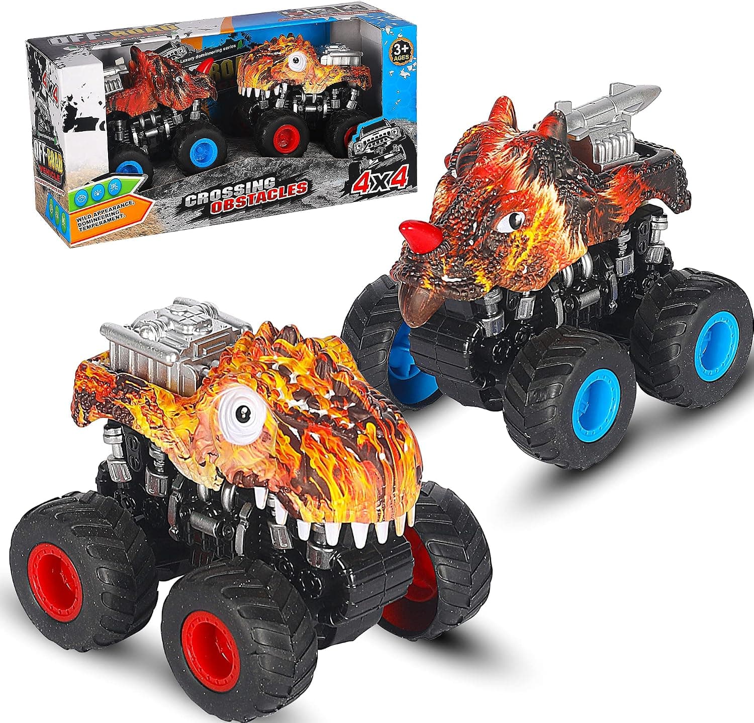 Monster Trucks for Boys Pull Back Dinosaur Car Toys Dino Toys for Boys Girls Toddlers T-Rex Dinosaur Games Monster Trucks for Christmas Birthday Gifts