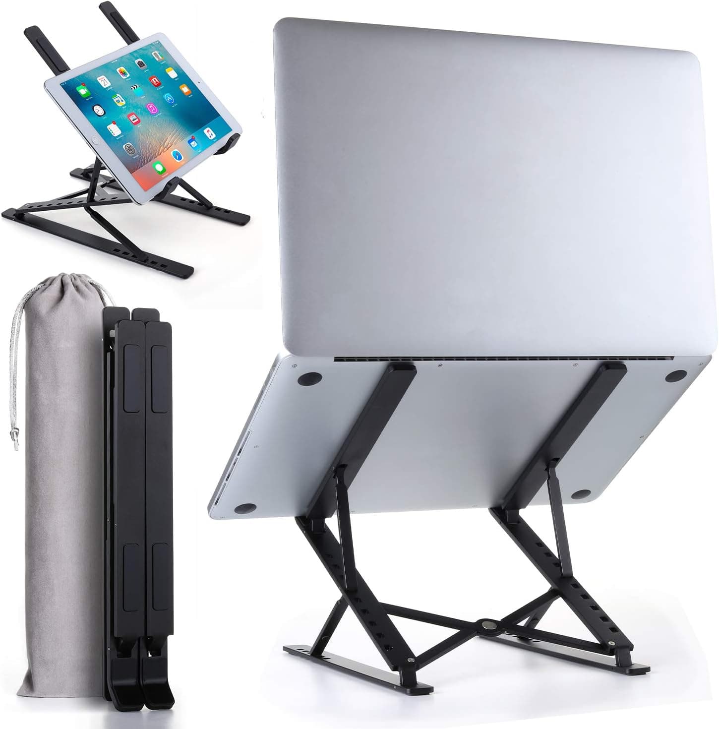 2023 UPGRADED Multi-Angle Portable Laptop Stand | Lightweight Ergonomic Laptop Holder | Aluminum Laptop Riser for desk | Foldable Laptop Stand | MacBook Stand for desk Pro Air or Any Devices 15.6" up