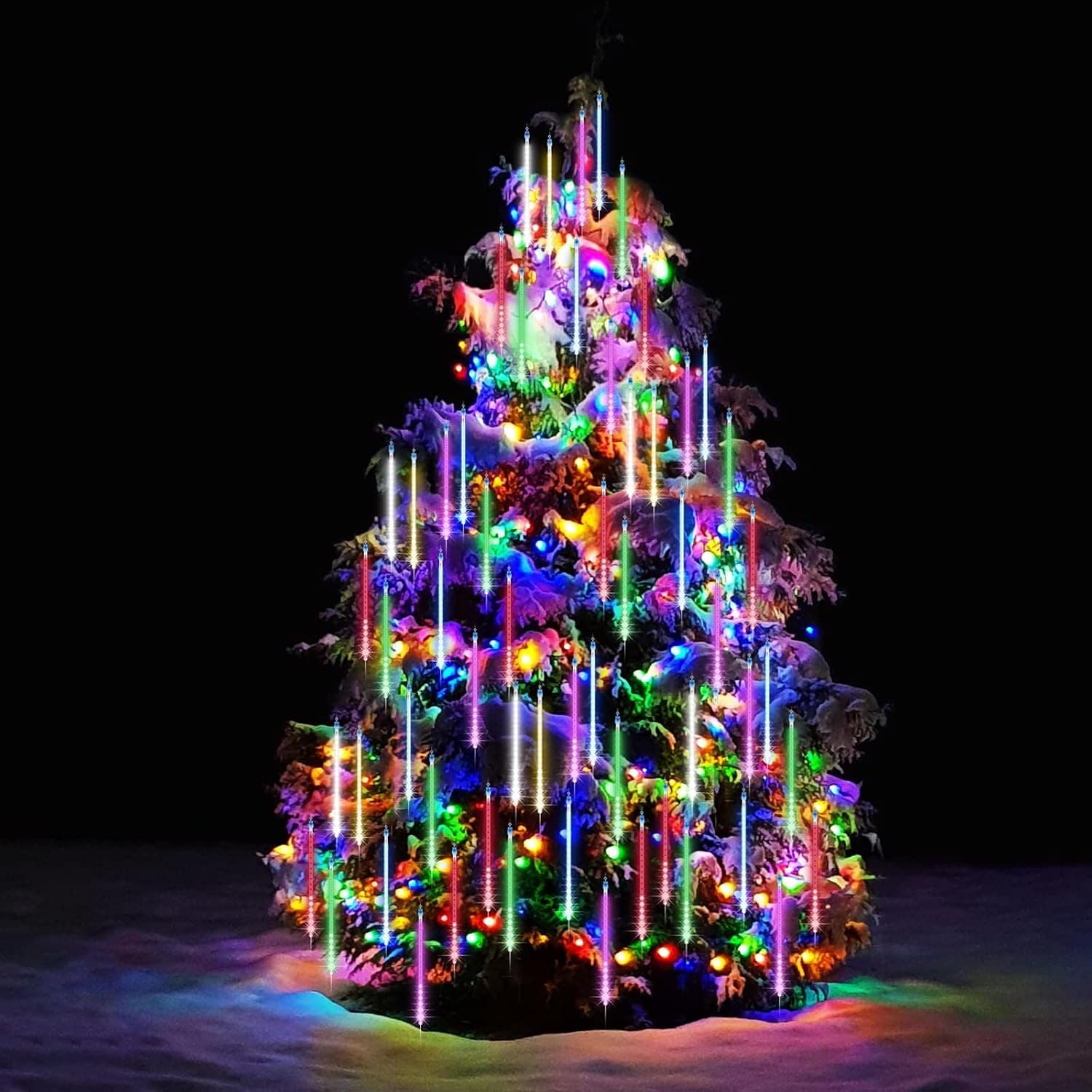Birthday Party Sting Lights Outdoor,Meteor Shower Lights Outdoor 20 in*12 Tube Meteor Lights,Connectable Raindrop Snowfall Lights for Tree Yard Party Patio Decor Lights(Multicolor)