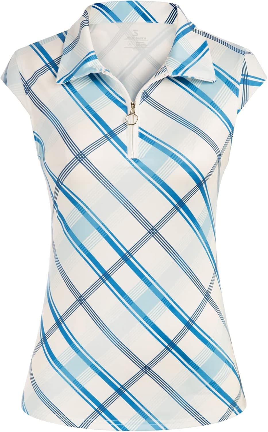 JACK SMITH Women's Sleeveless Golf Polo Shirts Zip Up Collared Tennis Athletic Workout Tank Tops Quick Dry