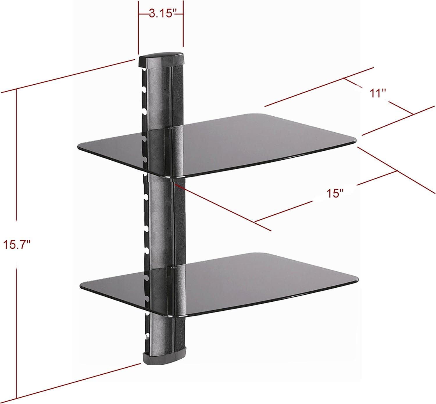 2-Shelf Wall Mount for Digital TV Box, Direct TV Box, DVR Box, Modem, Bluray Player, Other Audio/Video Components