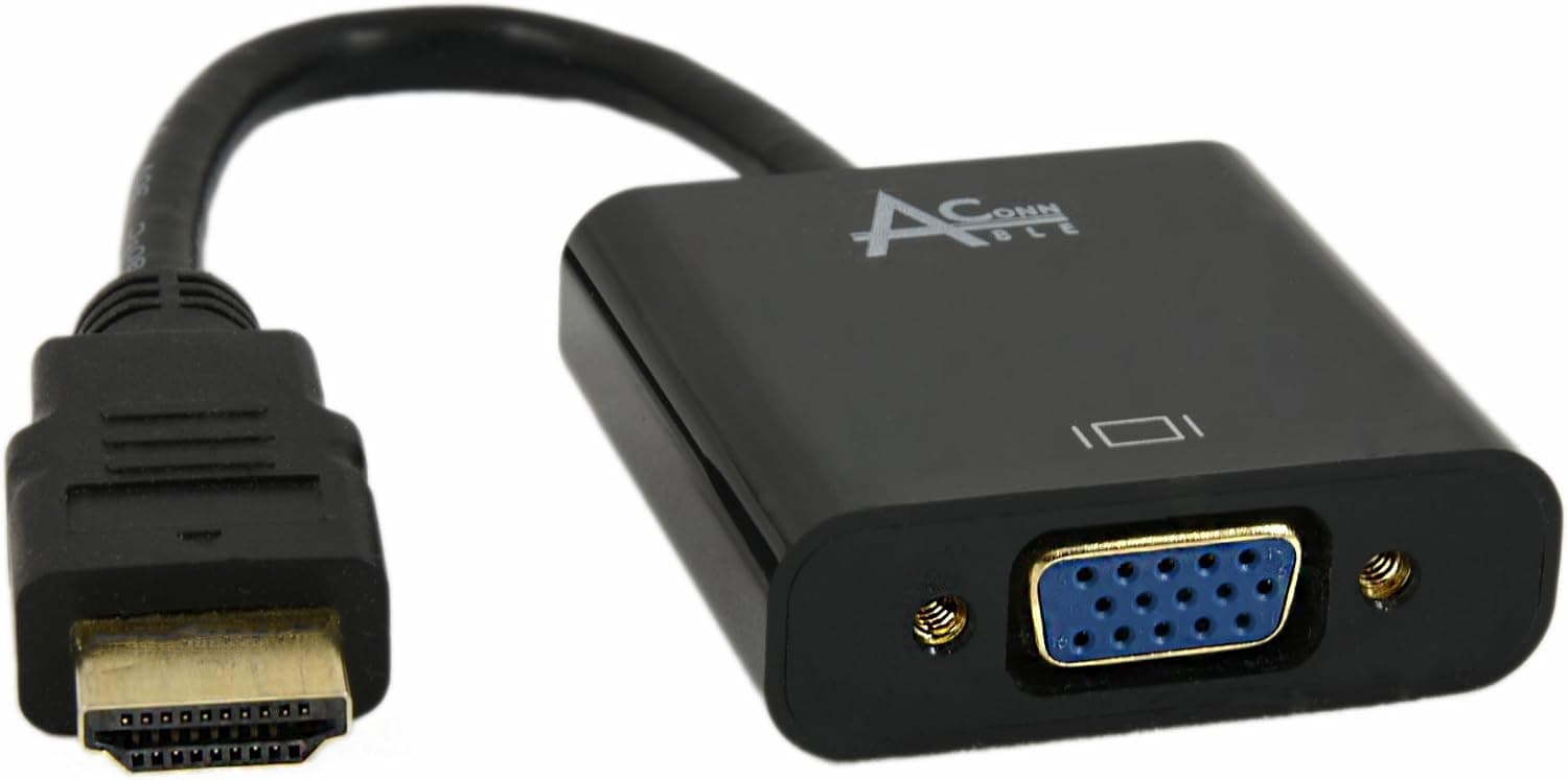 Ableconn HDMI2VGAA Active HDMI to VGA Adapter Converter with 2.5 Feet Micro USB Power Cable (Gold Plated) - up to 1920x1200 / 1920x1080 (1080p) - HDMI to VGA HD15 Monitor