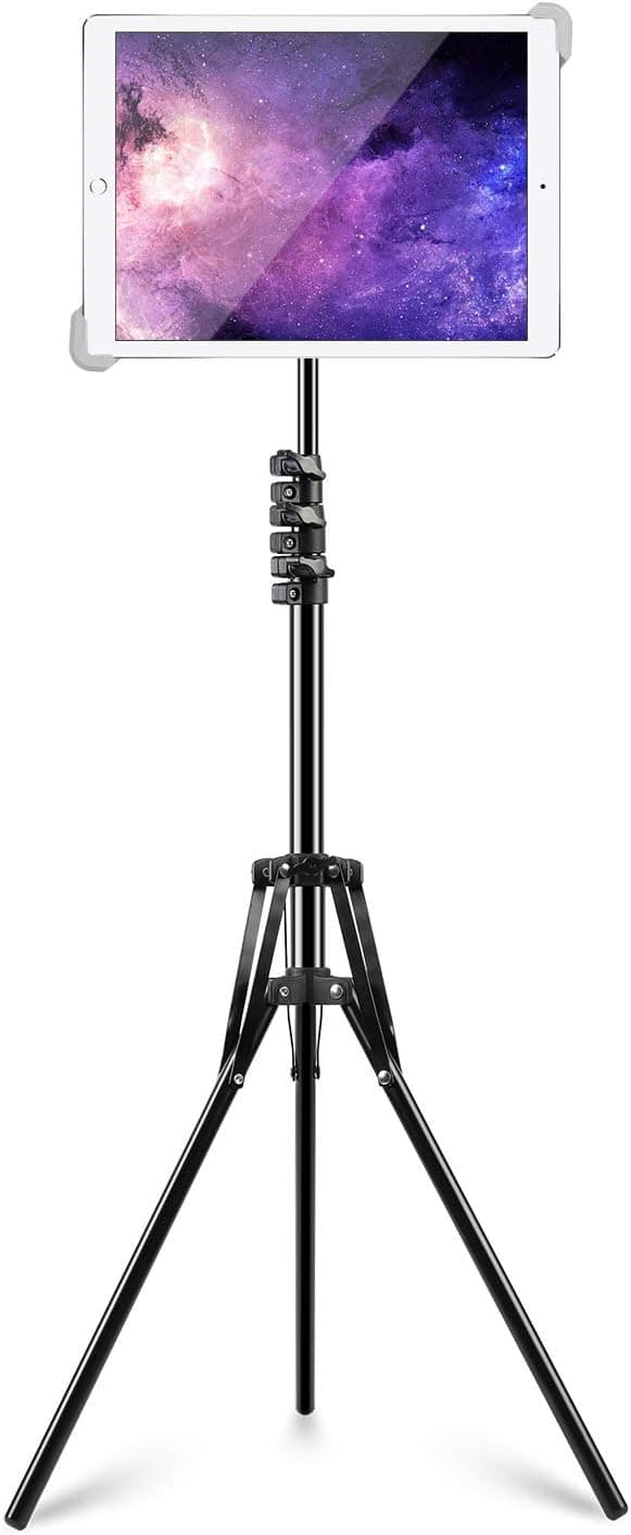 Elitehood iPad Stand Holder, 65 inch Height Adjustable iPad Tripod Stand, 360 Rotatable Tablet Tripod Mount for iPad Pro 12.9, 11, iPad 4 5 6, iPad Air 2 3, Microsoft Surface and 9.5-14.5’’ Tablet