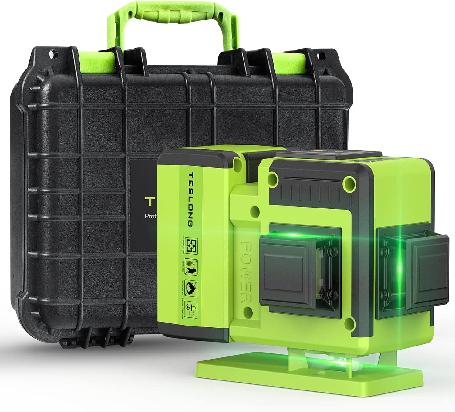 Laser Level, Teslong Self-Leveling 3x360° Cross Laser for Construction and Picture Hanging, 12-Line laser with Remote Control, 9600mAh Battery, Magnetic Bracket, Fine Adjustment Base, Hard Carry Case
