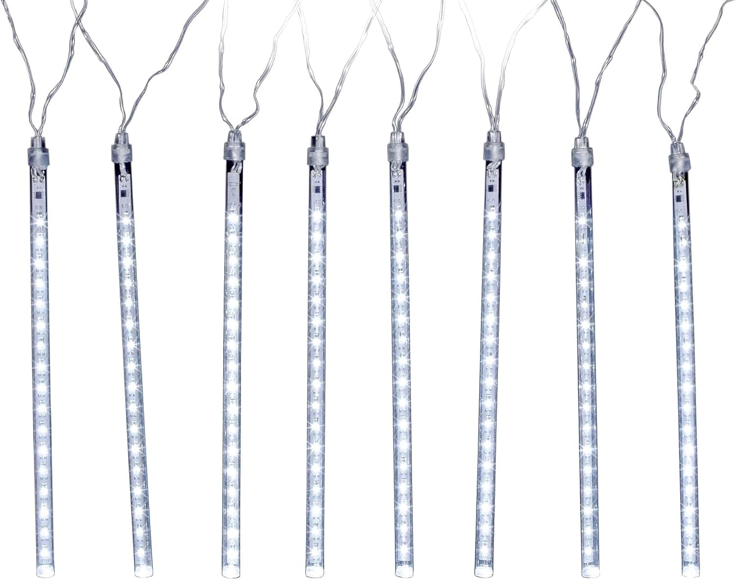 Lumabase Electric LED Meteor Lights with 8 White Cascading Light Tubes