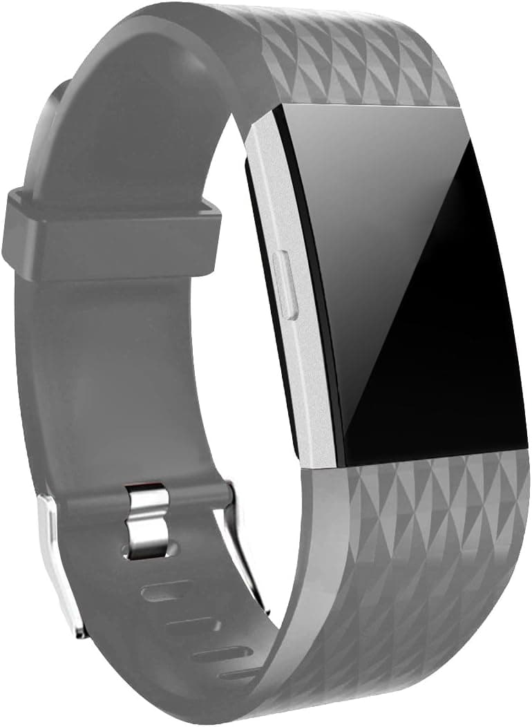 Wishesport for Fitbit Charge 2 Bands Special Edition Replacement Bands Accessory Sport Bands Strap for Charge 2 HR Fitness Diamond L Grey