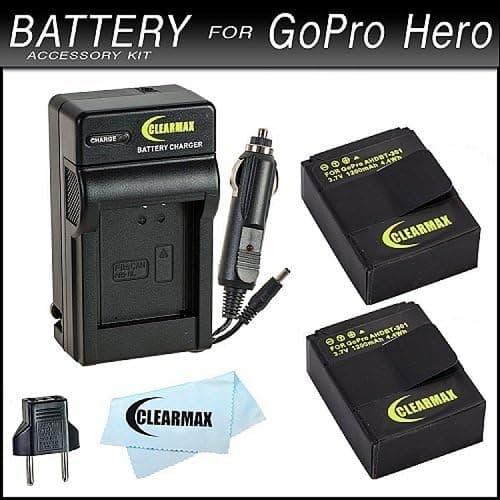 Clearmax Battery (2-Pack) and Charger for GoPro HD HERO3, HERO3+ and GoPro AHDBT-201, AHDBT-301