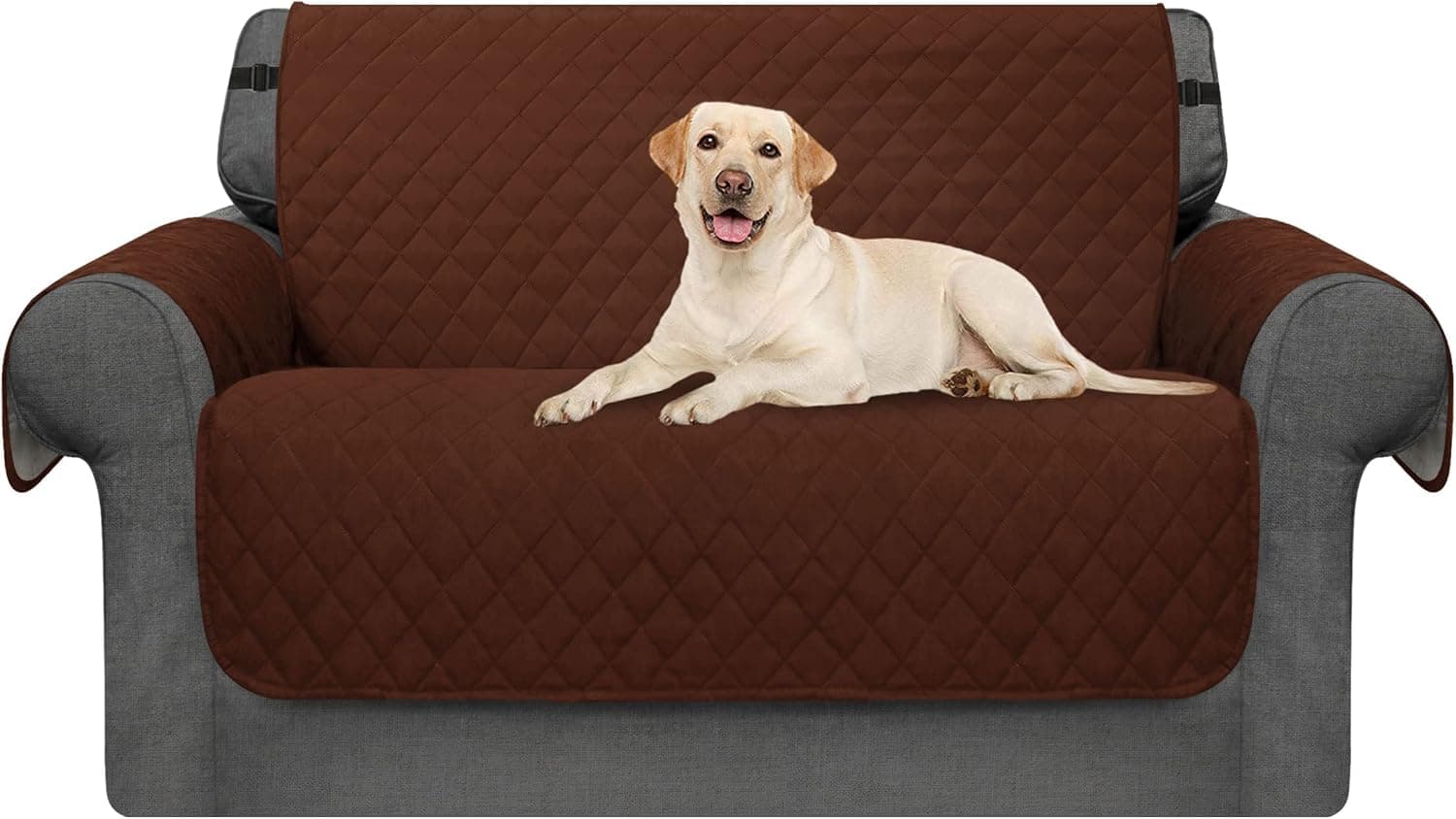 CHUN YI Oversize Chair Sofa Slipcover Reversible Quilted Armchair Cover for Dogs with Elastic Straps Furniture Protector for Living Room for Cat Pets Kids Children (Oversize Chair, Chocolate)