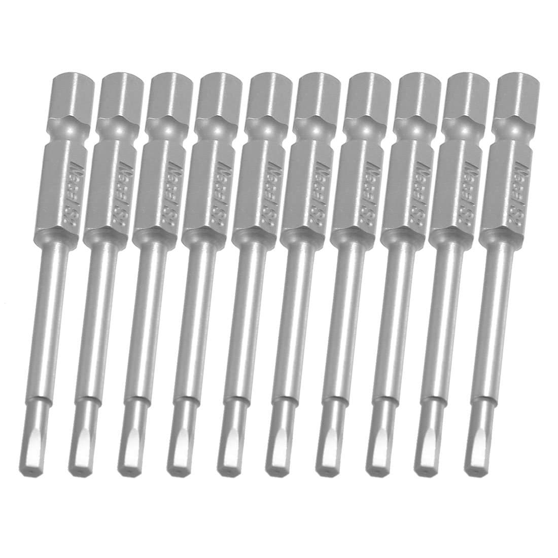 uxcell a12091100ux0361 10 Pcs 1/4" x 65mm x 3.5mm x 3mm Magnetic Hex Hexagon Screwdriver Bits Gray (Pack of 10)