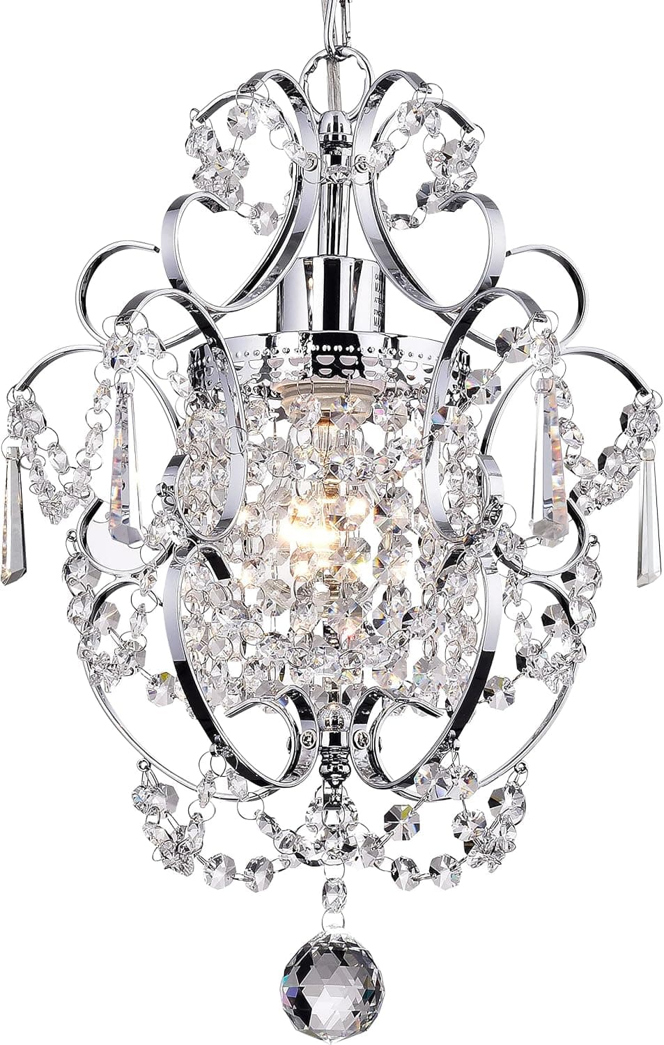 Modern Mini Chandelier Crystal Chandeliers Farmhouse Iron Chrome Light Fixtures 1 Light Flush Mount Ceiling Lights for Closet,Small Girls Dining Room Kitchen Island Pendant Lighting