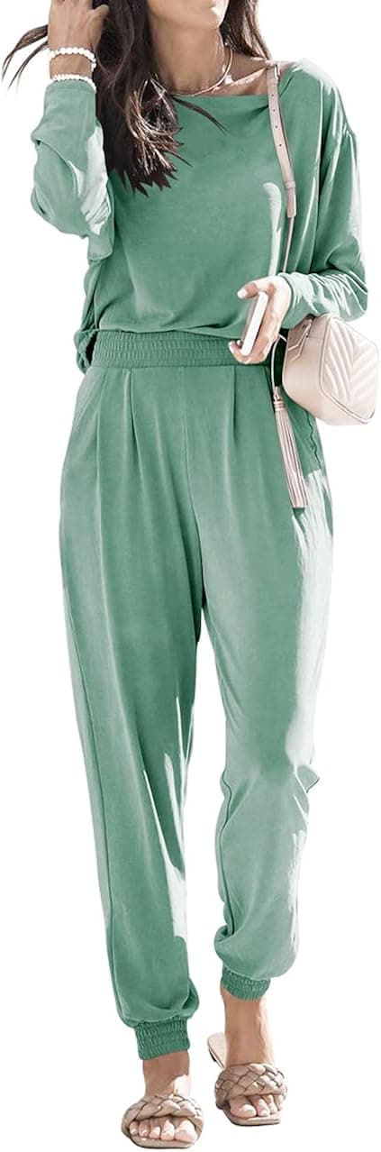ANRABESS Women’s Two Piece Outfits Long Sleeve Tops Jogger Pants Sweatsuits Set Loungwear Sweatpants Active Wear