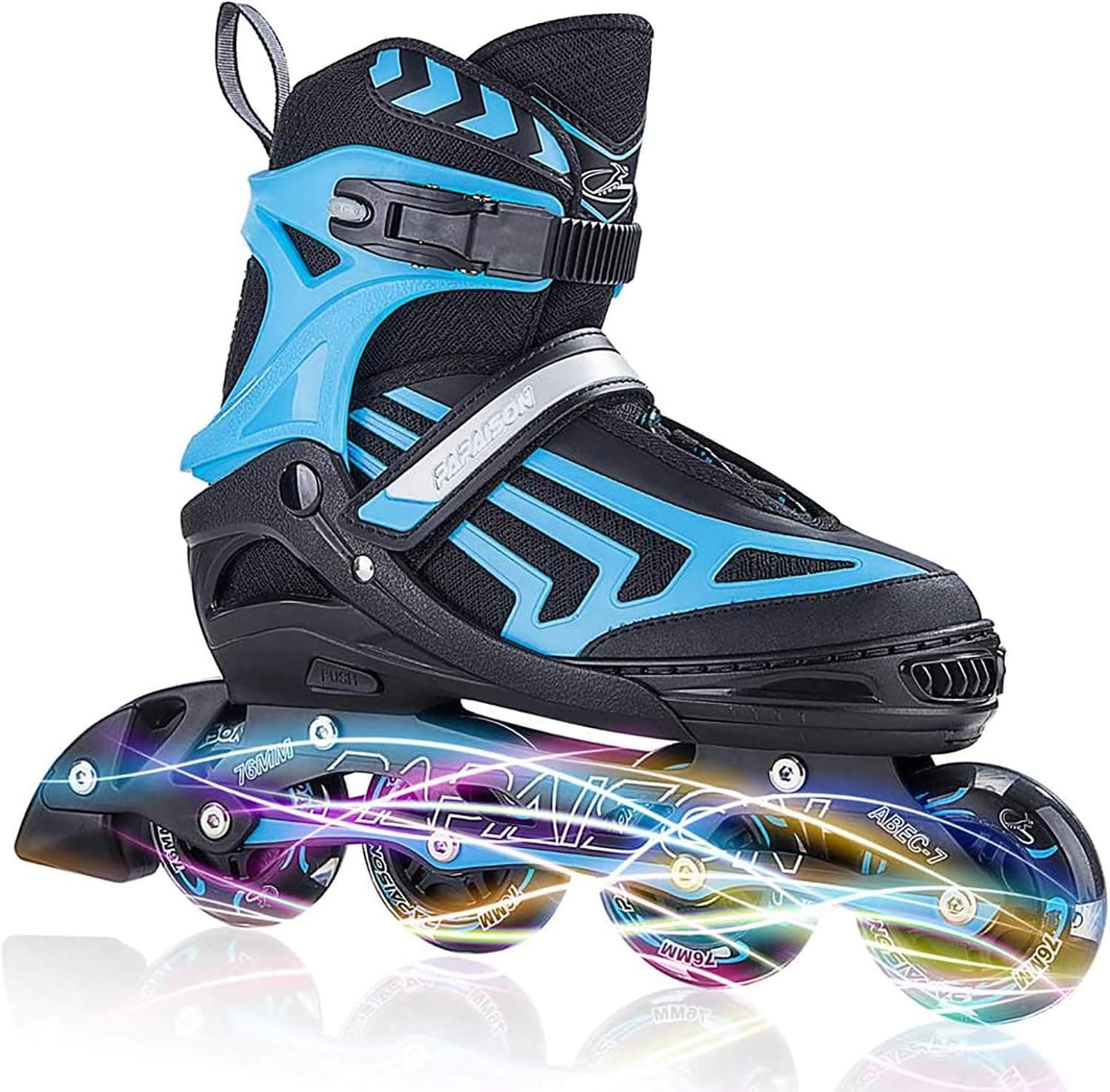 ITurnGlow Adjustable Inline Skates for Kids and Adults, Roller Skates with Featuring All Illuminating Wheels, for Girls and Boys, Men and Ladies
