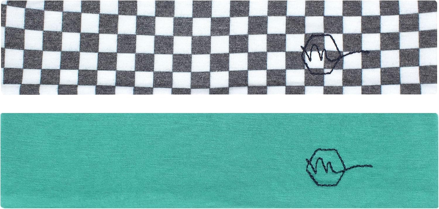 Maven Thread Women's 2" Wide Non Slip Sweat-Wicking Headband for Exercise and Yoga, 2-Pack (Checkered)