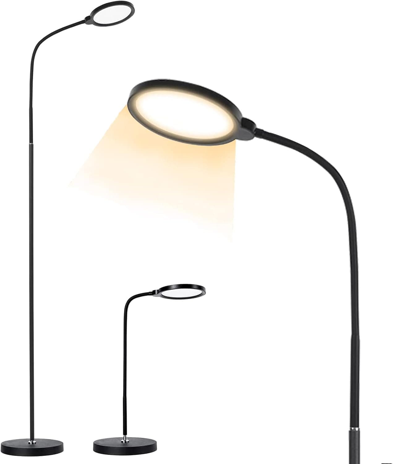 GZBtech Bright LED Floor Lamp 760lms, 3000-6500K Warm Cool White Changeable Reading Lamp with Flexible Gooseneck, Dimmable Table or Floor Standing Task Light ETL Listed 68” H for Indoor Room