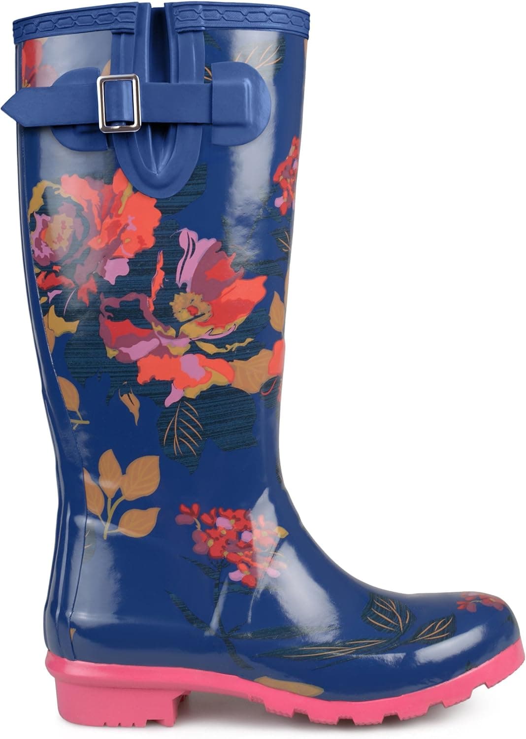 Brinley Co. Womens Mizzle Rubber Patterned Rain Boots