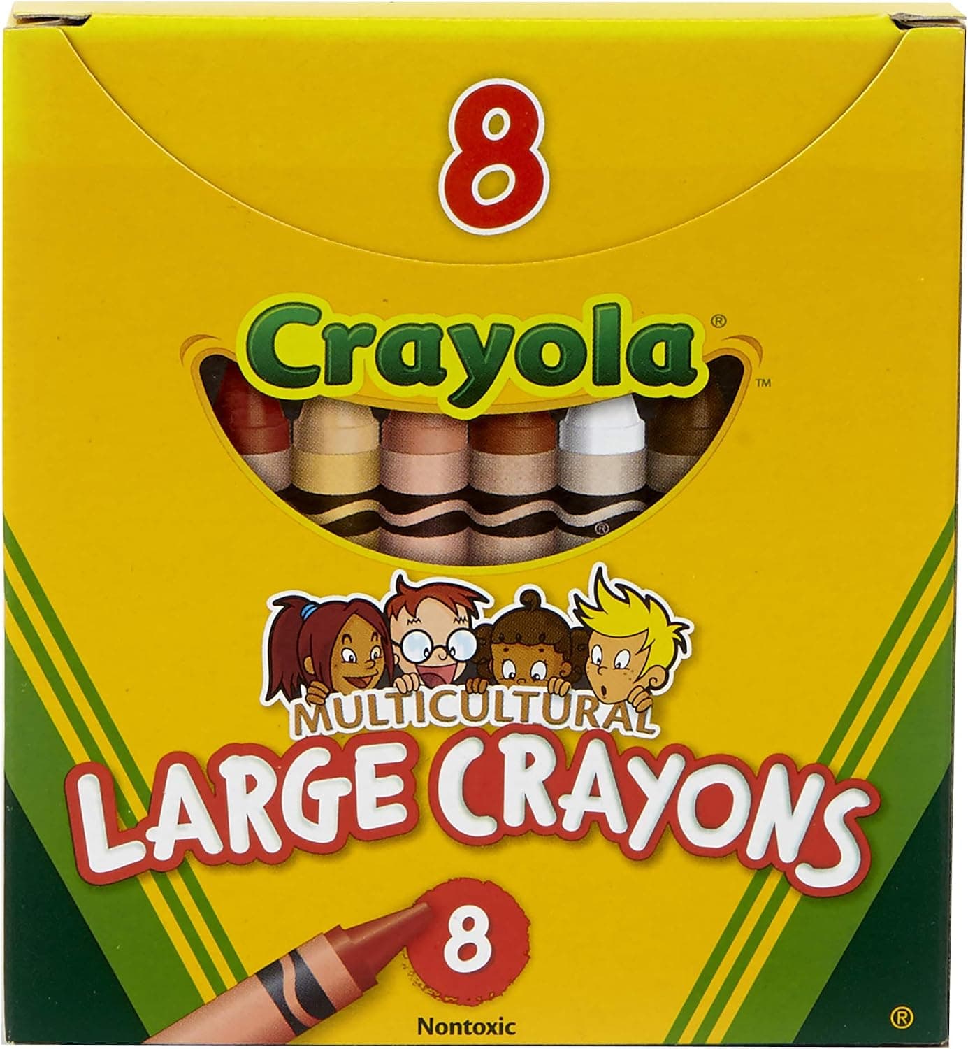 Crayola Multi-Cultural Crayons, Large, 7/16 x 4 Inches, Assorted Skin Tone Colors, Pack of 8
