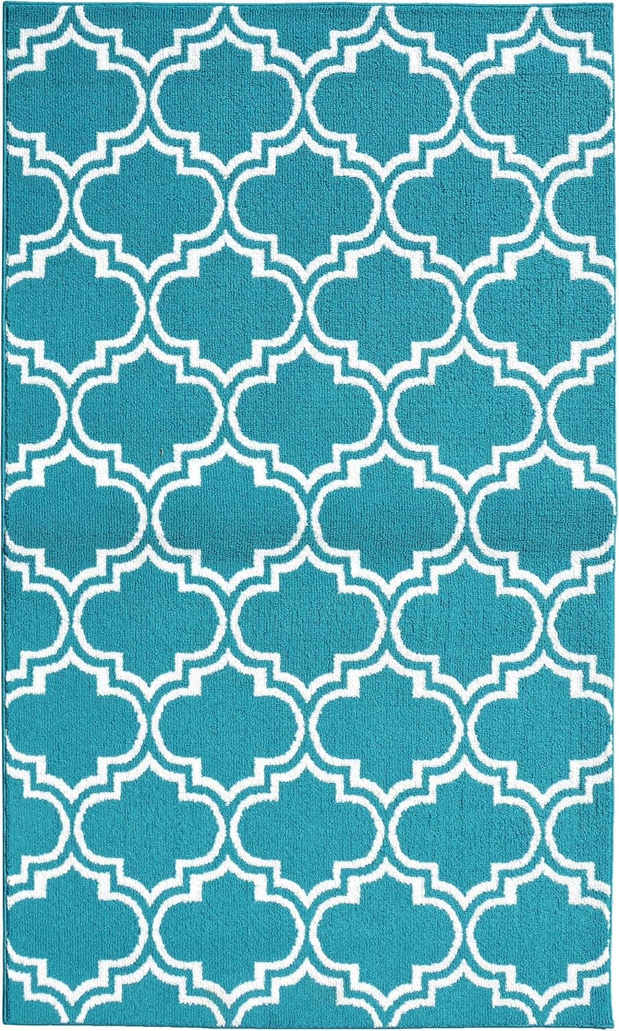 Garland Rug Silhouette Area Rug, 5 by 7-Feet, Teal/White