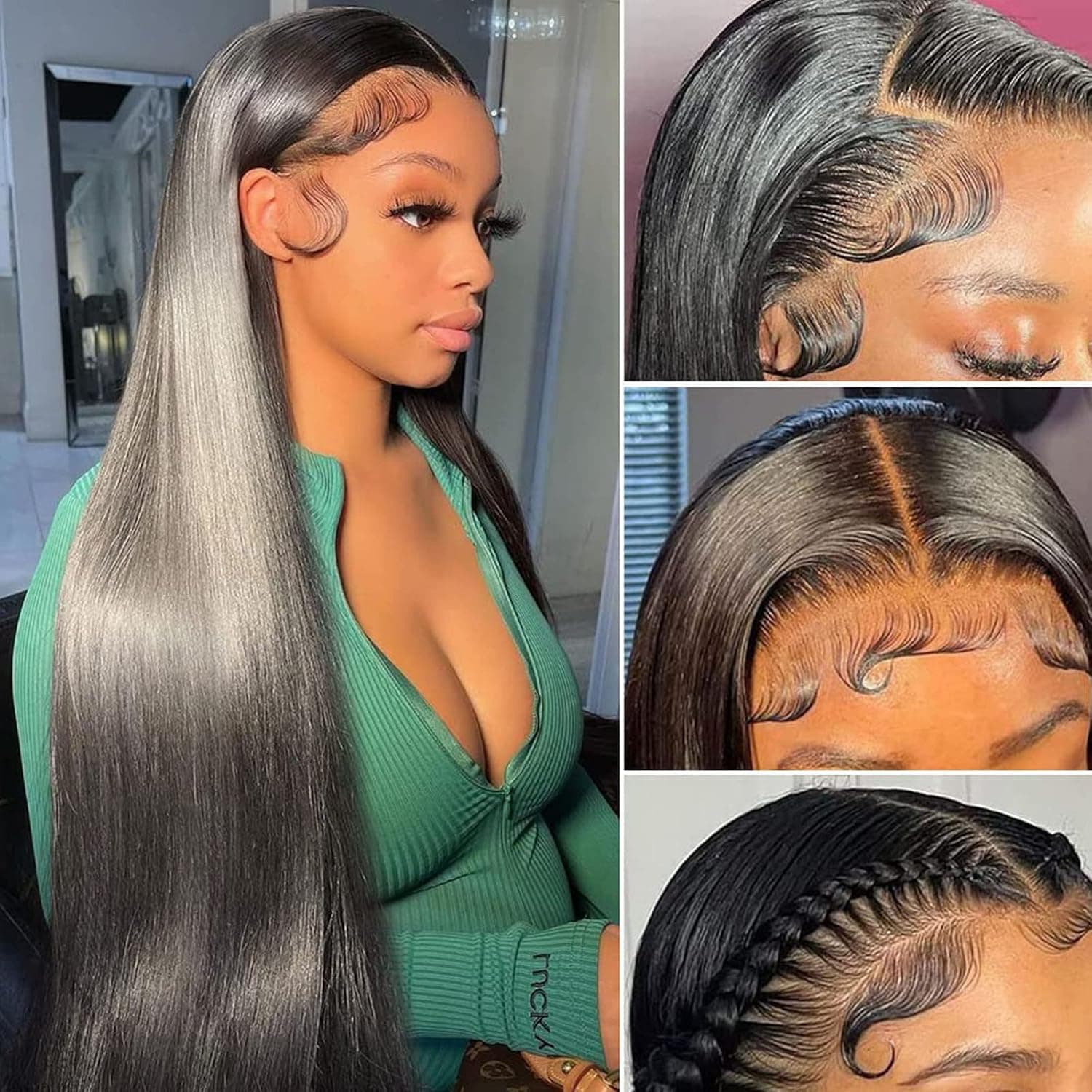 Queen Story 24 Inch HD Lace Front Wigs Human Hair Pre Plucked 13x4 Lace Front Wig Straight Human Hair Wigs 180% Density 9A Brazilian Virgin Human Hair Lace Front Wigs for Women Natural Hairline Black Color (24inch, Natural Color)