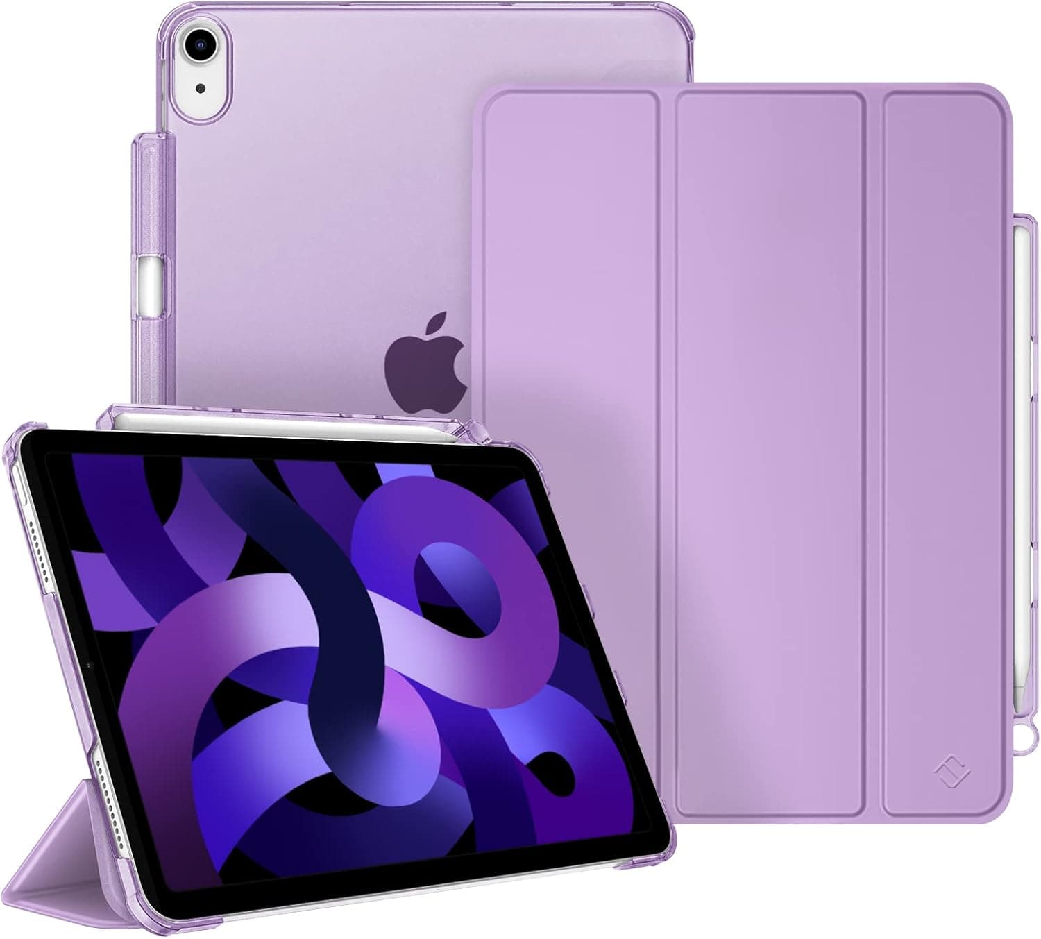 Fintie Case for iPad Air 5th Generation (2022) / iPad Air 4th Generation (2020) 10.9 Inch with Pencil Holder - SlimShell Lightweight Stand Case with Translucent Frosted Back Cover, Purple