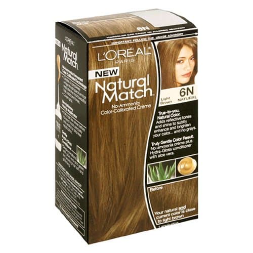 L'Oreal Natural Match No-Ammonia Color-Calibrated Creme, Light Brown, 6N Natural