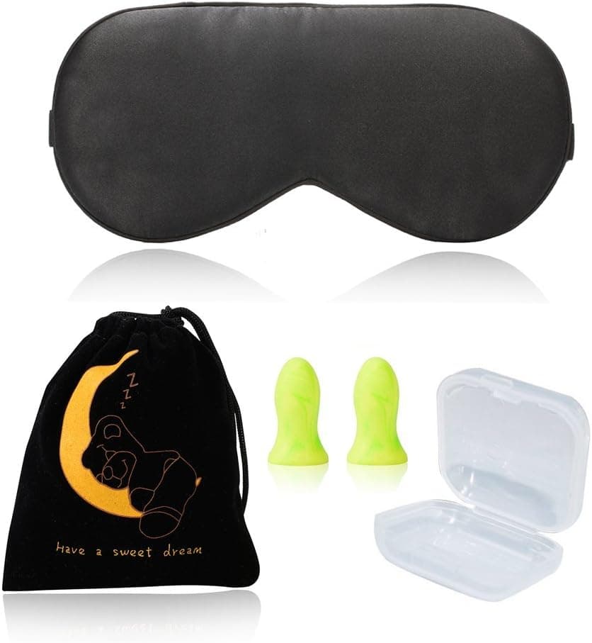 Chafon Sleep Mask Natural Silk Blindfold Super Smooth Eye Mask with Earplugs for Rest,Travel,Meditation