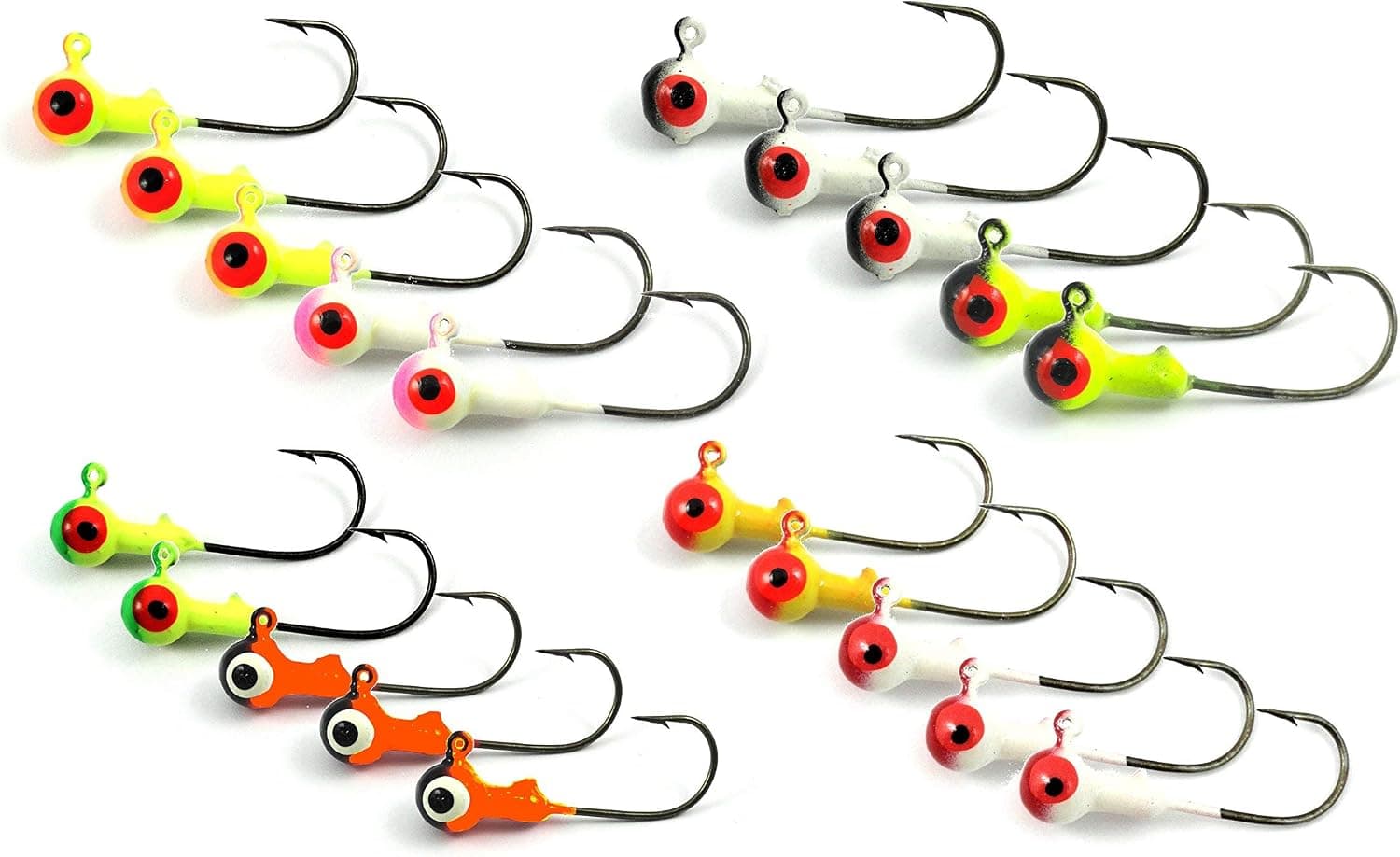 Live Lures Round Painted Lead Ball Head Fishing Jigs/Hooks (20 Pack)