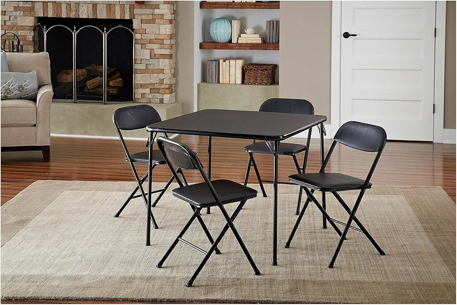 Cosco 5-Piece Card Table Set, Black