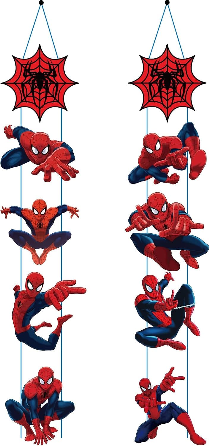 Spider Door Sign Banner, Hanging Flags for Outdoor Indoor Home Wall Decor, Superhero Themed Birthday Party Banner Party Decorations Supplies (10 Packs)