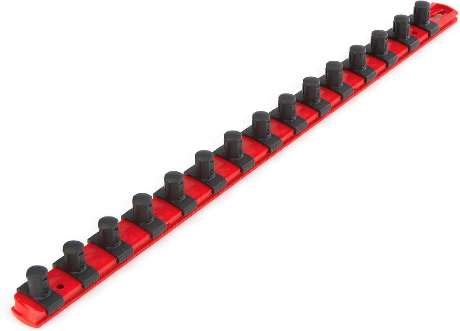 TEKTON 1/2 Inch Drive x 18 Inch Socket Rail, 15 Clips (Red) | Made in USA | OSR23115