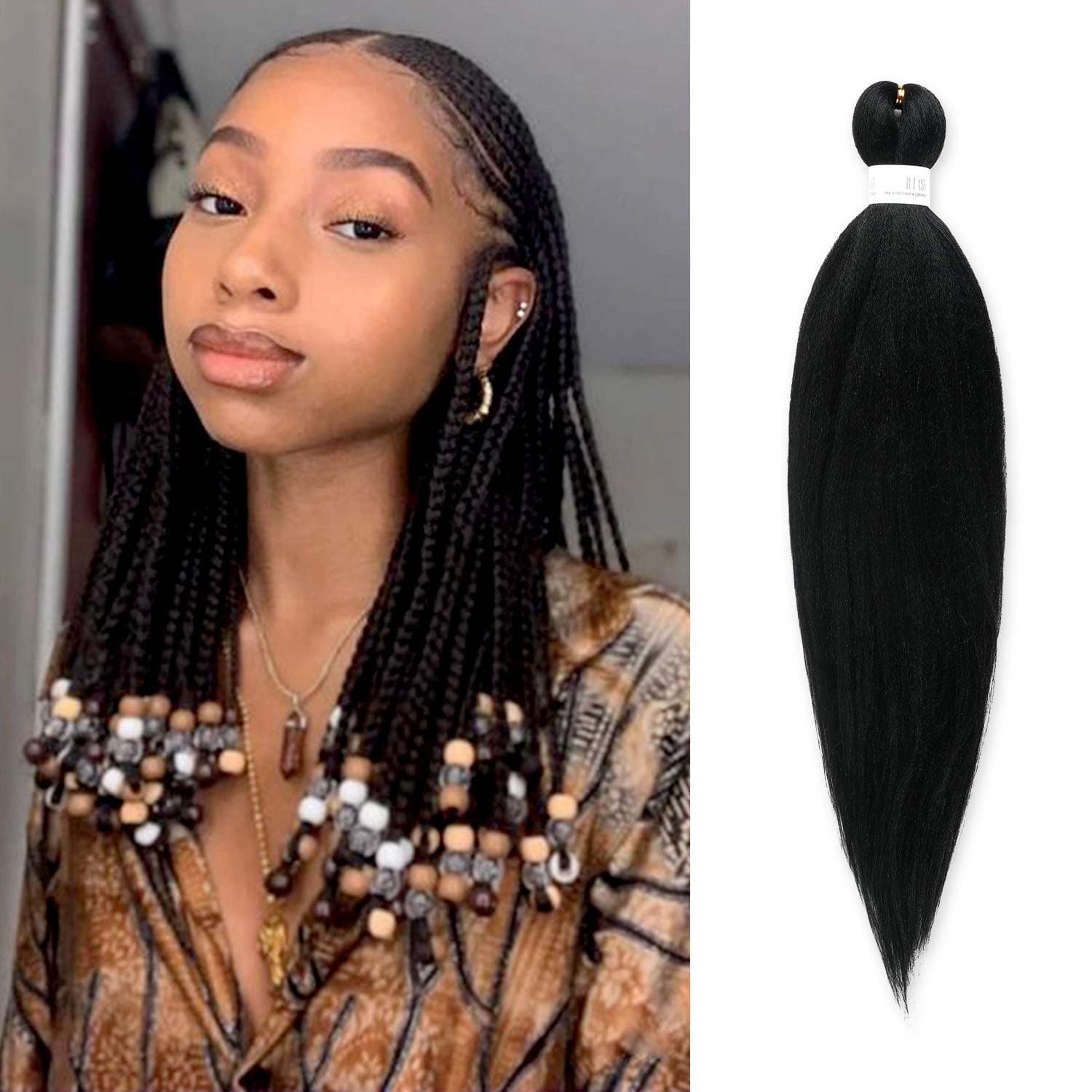26 Inch (unfold 52"+) 6 Packs AU-THEN-TIC Braiding Hair Pre Stretched B-Easy Ez Braid Synthetic Soft Yaki Crochet Braid Hot Water Setting Hair Extensions (26 Inch (Pack of 6), 1)