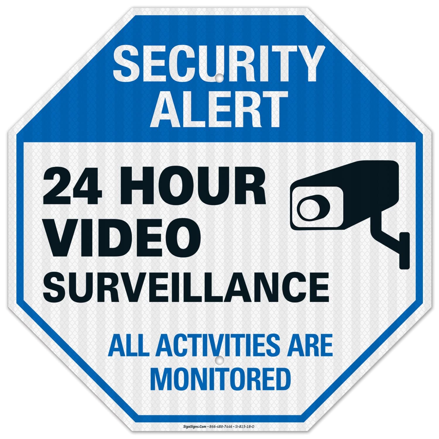 Video Surveillance Sign, CCTV Security Alert, 18x18 Inches, 3M EGP Reflective .063 Aluminum, Fade Resistant, Indoor/Outdoor Use, Made in USA by Sigo Signs