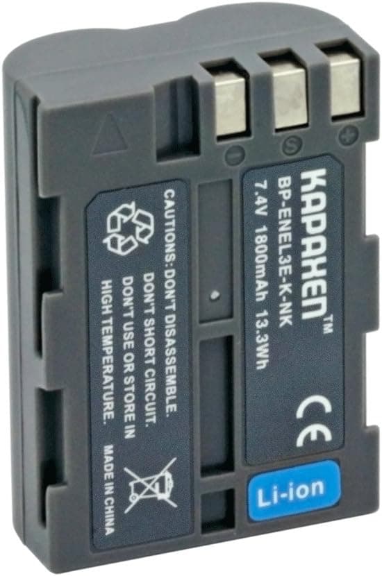 Kapaxen EN-EL3E Li-Ion Rechargeable Battery Pack for Select Nikon DSLR Cameras