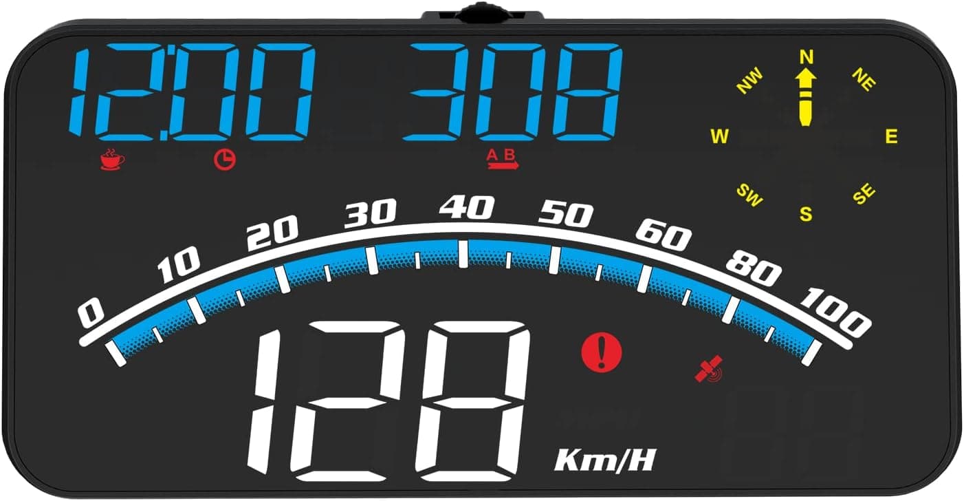 GPS Speedometer,Heads up Display for Cars,HUD Digital Speedometer with Driving Distance Measurement,with Speed MPH,GPS Compass,Altitude,Alarms for Speeding Fatigue Driving Suitable for All Models