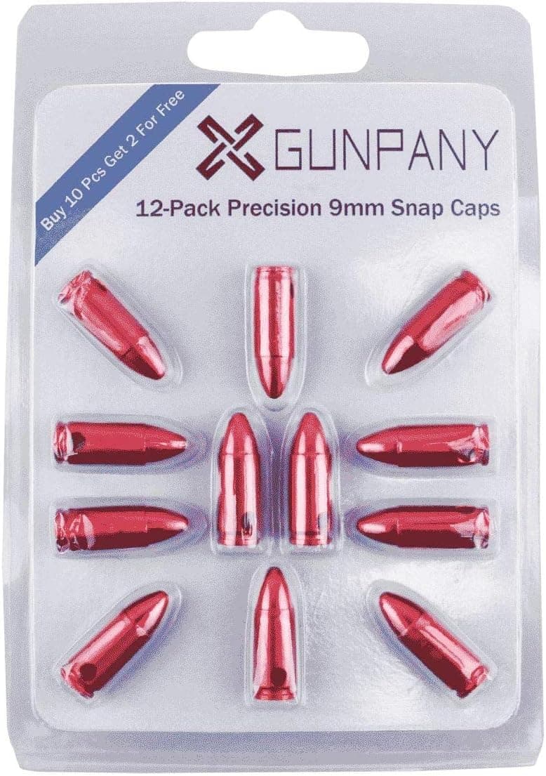 GUNPANY 12-Pack 9mm Snap Cap Trainning Dummy Round Snap Caps 9mm Luger