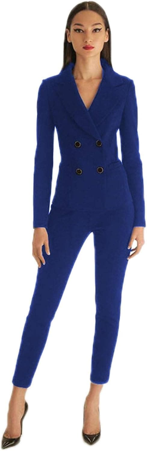 LILIS Women's Suits Slim 2 Pieces Blazer Double Breasted Tuxedo Pants & Jacket Set