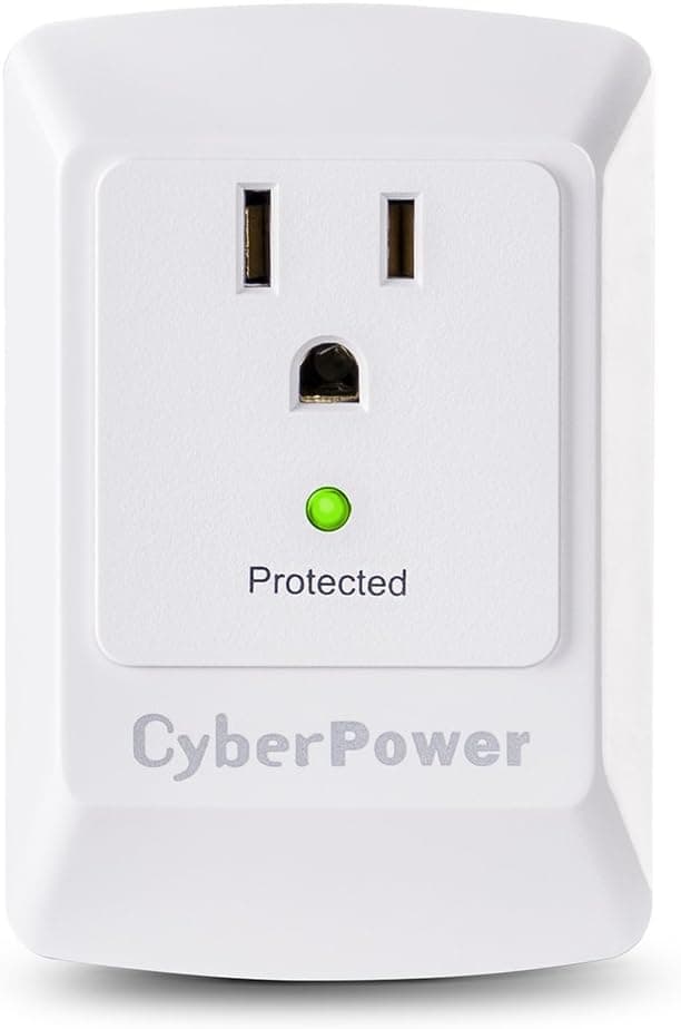 CyberPower CSB100W Essential Surge Protector, 900J/125V, 1 Outlet, Wall Tap