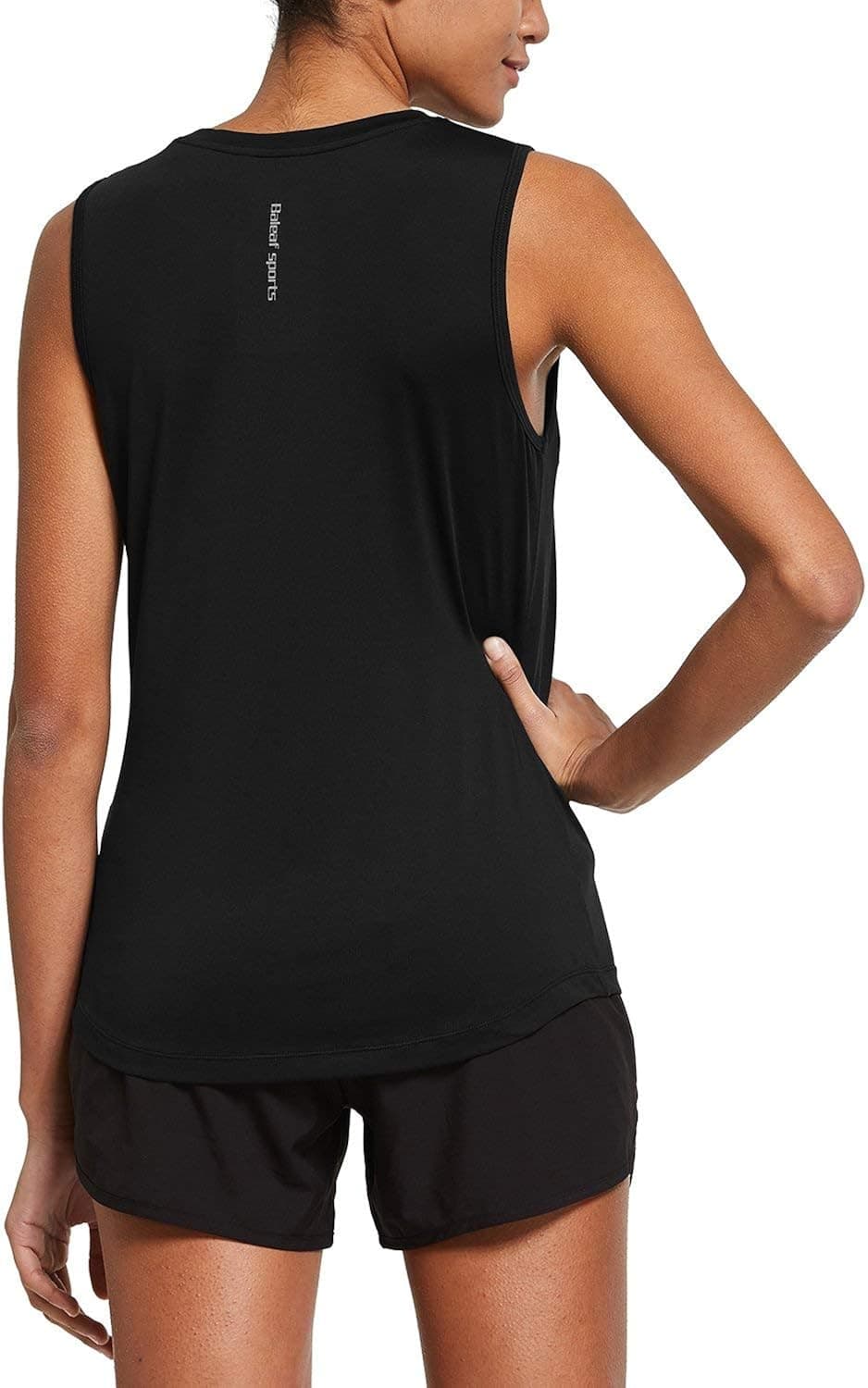 BALEAF Women's Workout Tank Tops Sleeveless Running Shirts Athletic Yoga Tops Black Size XL