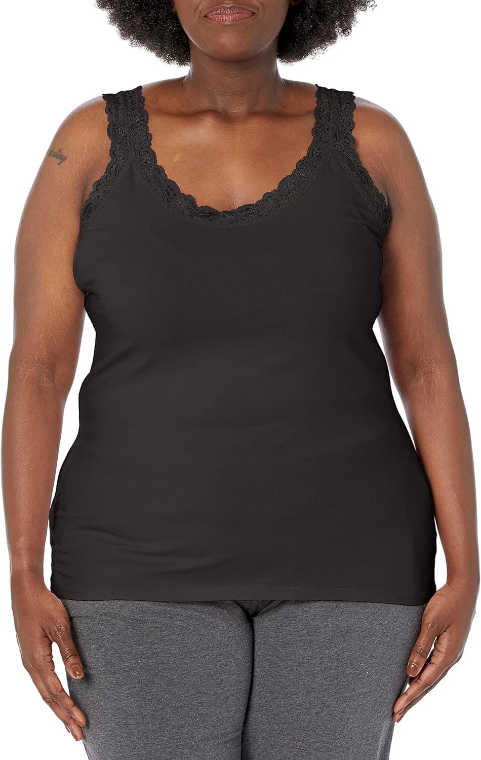 JUST MY SIZE Women's Plus Size Lace Tank
