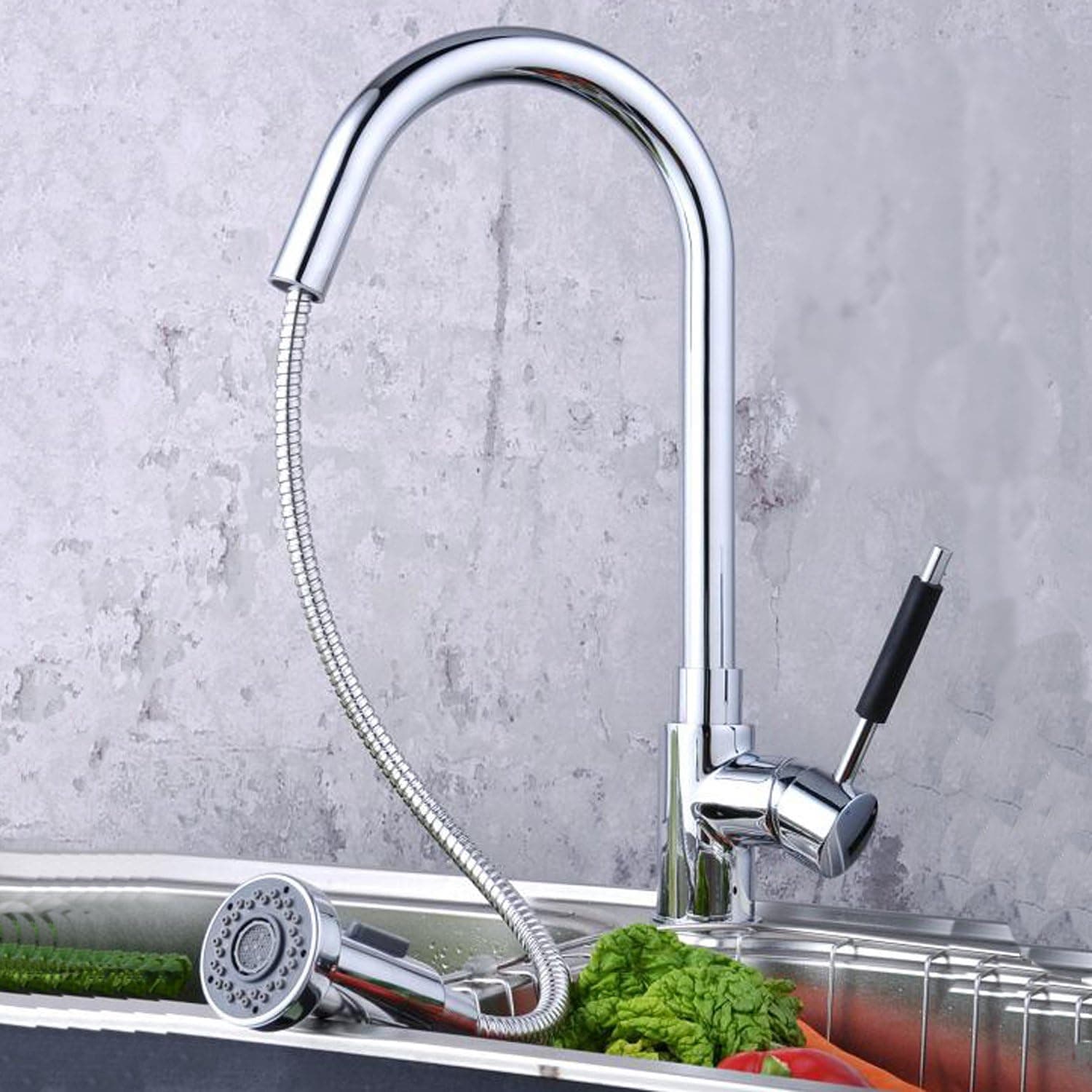 Lightinthebox Single Handle Centerset Pull Out Kitchen Sink Faucet with Versatile and Swivel Sprayhead Chrome Pull Down Kitchen Sink Faucet with Sprayer Unique Desinger Vanity Cooper Basin Drain