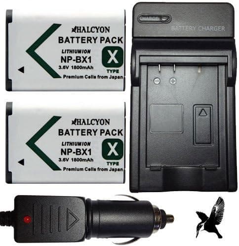 Two Halcyon 1800 mAH Lithium Ion Replacement Battery and Charger Kit for Sony HDR-CX240 Full HD Handycam Camcorder and Sony NP-BX1