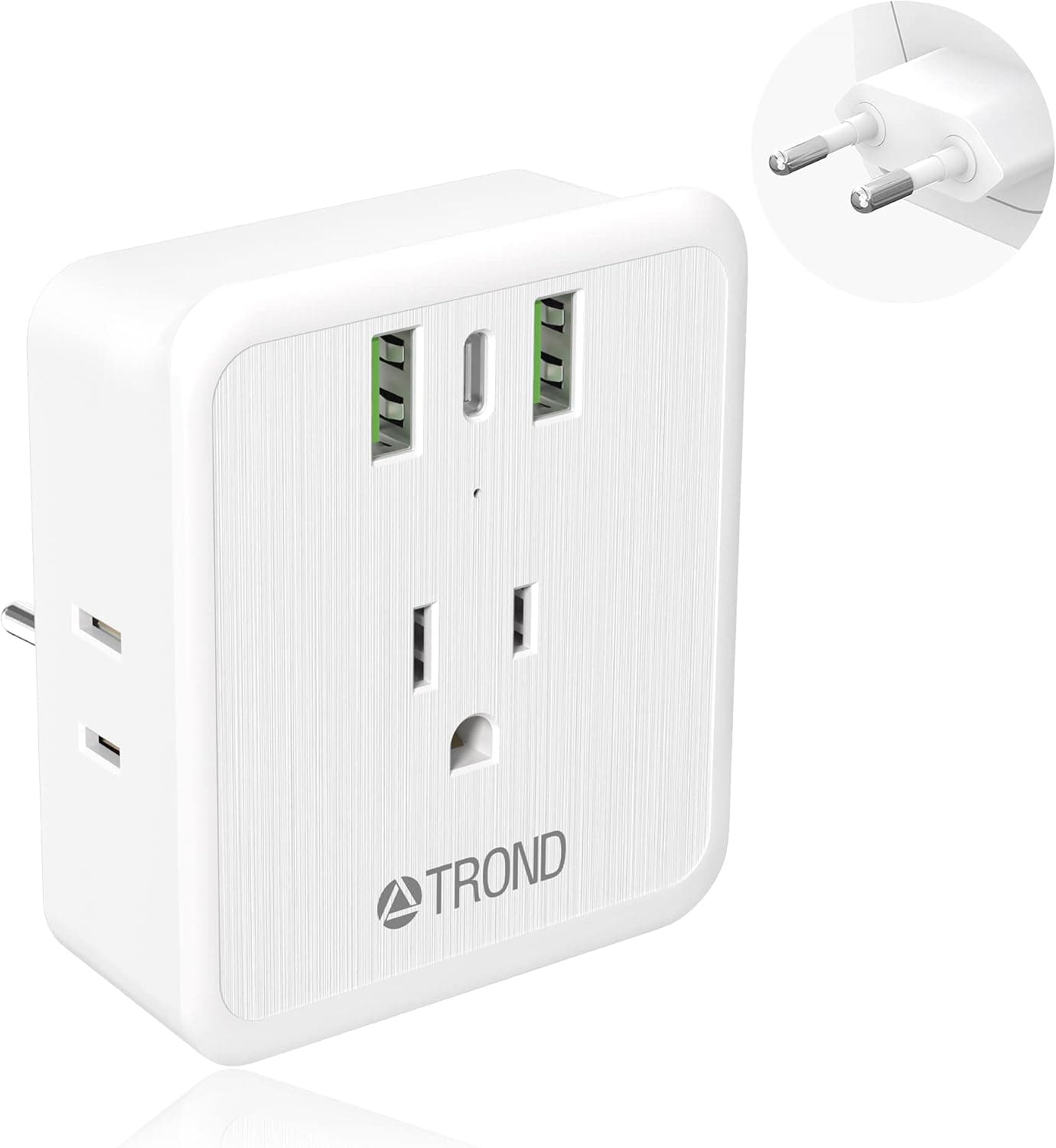 European Travel Plug Adapter - US to Europe Plug Adapter with 4 AC Outlets, PD 20W USB C, QC 3.0 USB A Charger, Type C Plug Power Converter Adapter for Europe Italy France Germany Travel Essentials