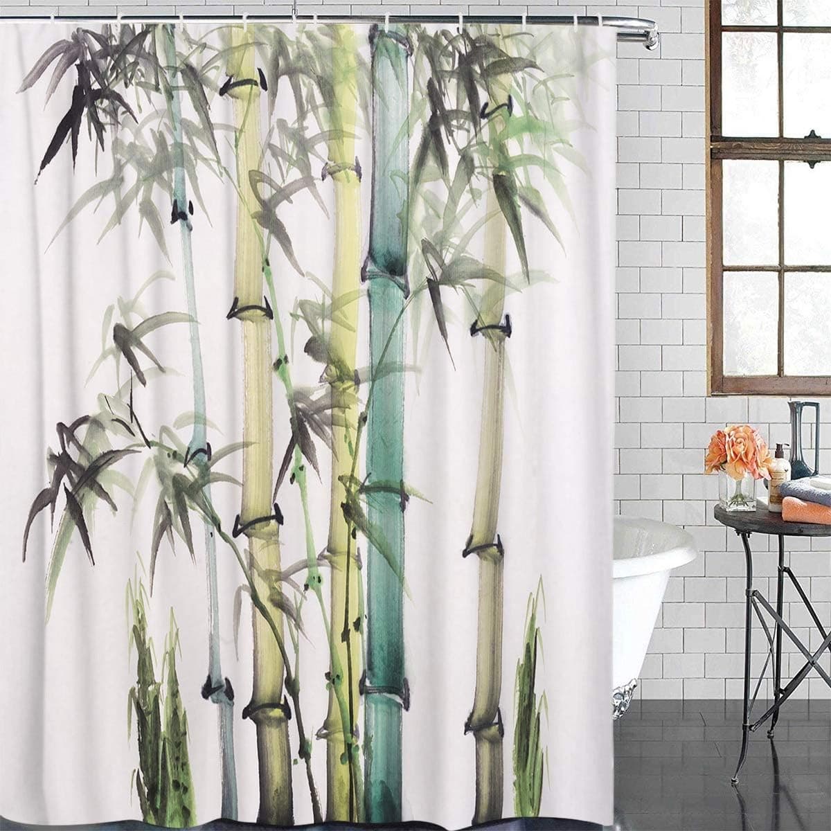 AIDEMEI Bathroom Curtain Bamboo Ink Waterproof Fabric Shower Curtain Home Decoration Bathroom Shower Curtain 70X70 Inch
