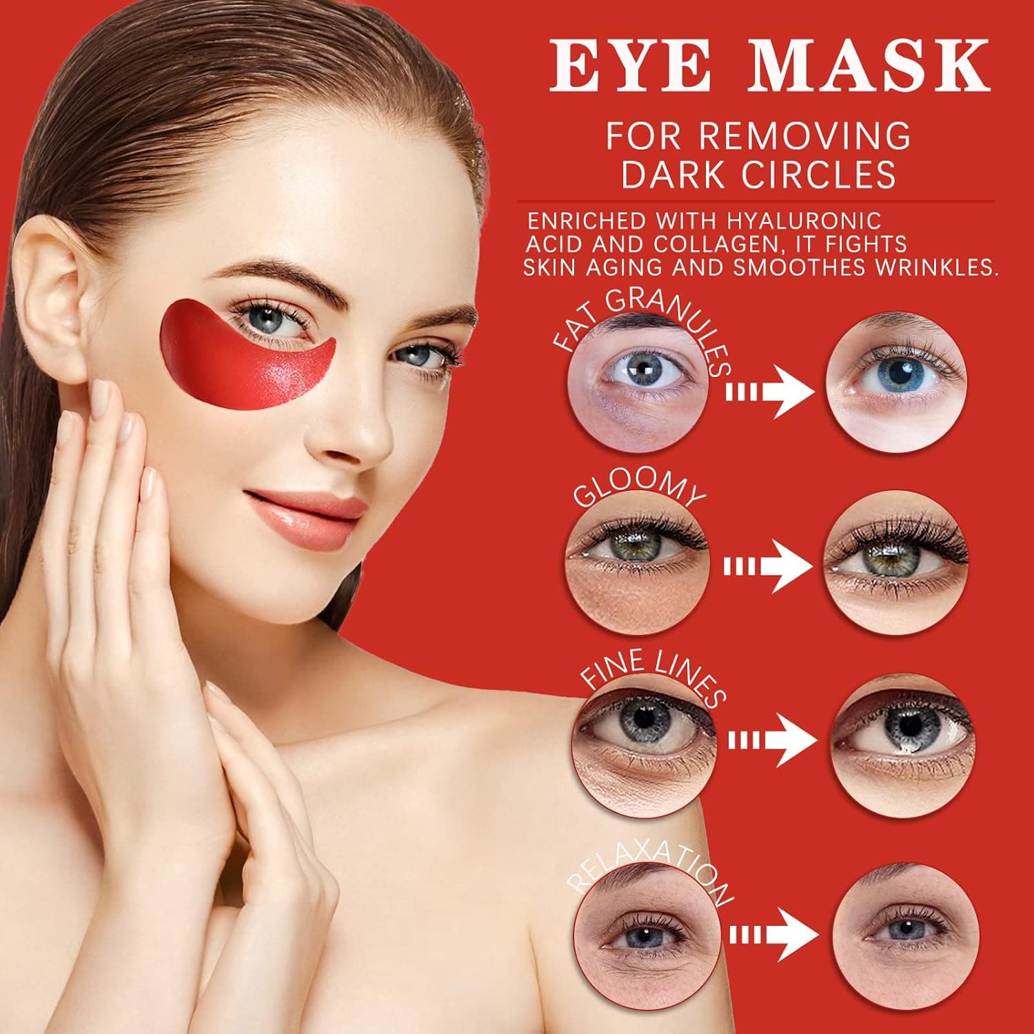 Fegdyi 80g 30 Pairs Eye Mask Collagen Patches For Fine Lines Wrinkles Under Eye Bags Puffy Eyes Treatment 60g 20Pcs Moisturizing Lip Mask Lip Sleeping Mask Repair Lip Mask for Dry Cracked Lips
